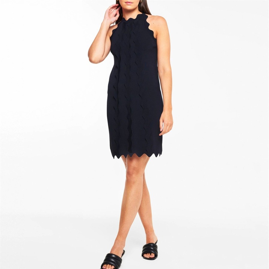 Women Ted Baker | Ted Baker Rianri Knit Dress For Wedding Guest Dresses Colour Navy