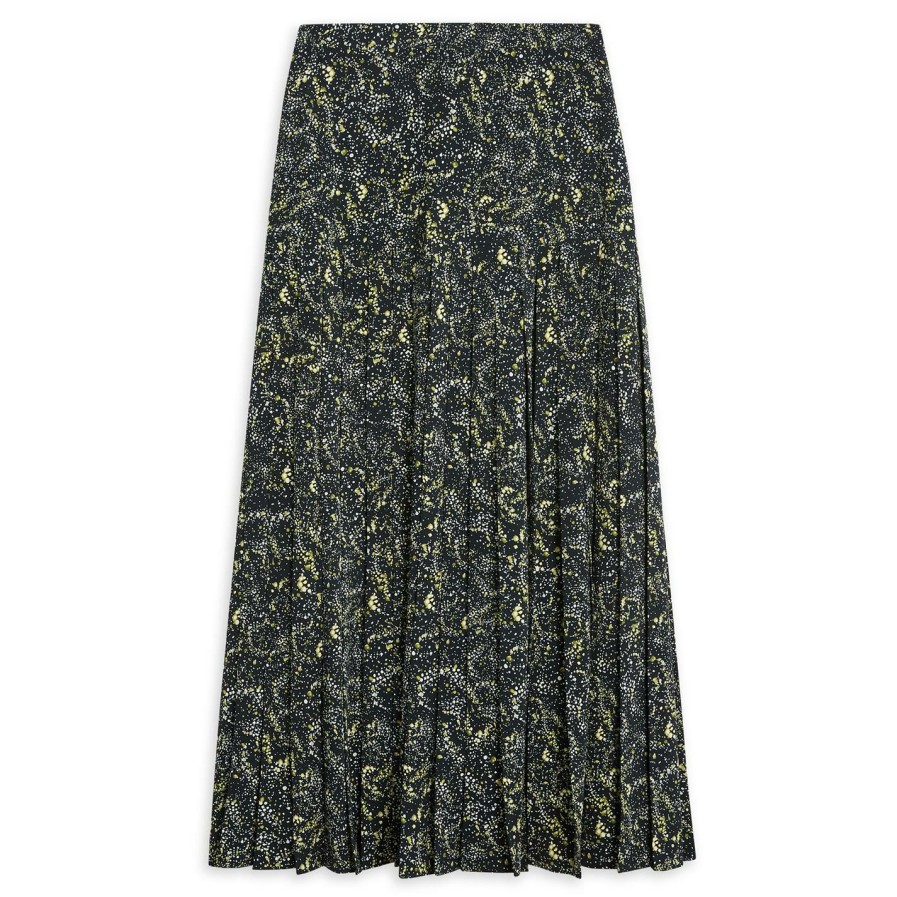 Women Ted Baker | Ted Baker Deeana Printed Pleat Midi Skirt For Skirts Colour Black