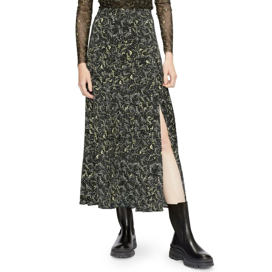 Women Ted Baker | Ted Baker Deeana Printed Pleat Midi Skirt For Skirts Colour Black