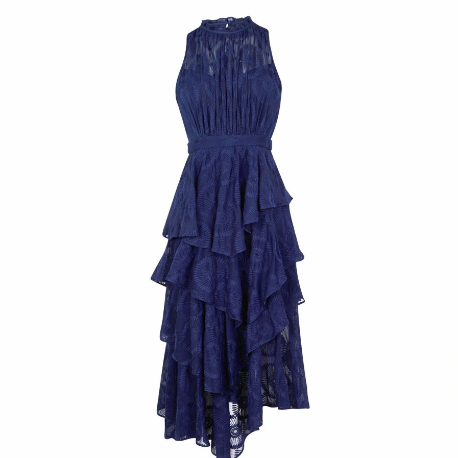 Women Ted Baker | Ted Baker Floryah Embroidered Dress For Wedding Guest Dresses Colour Dk-Navy