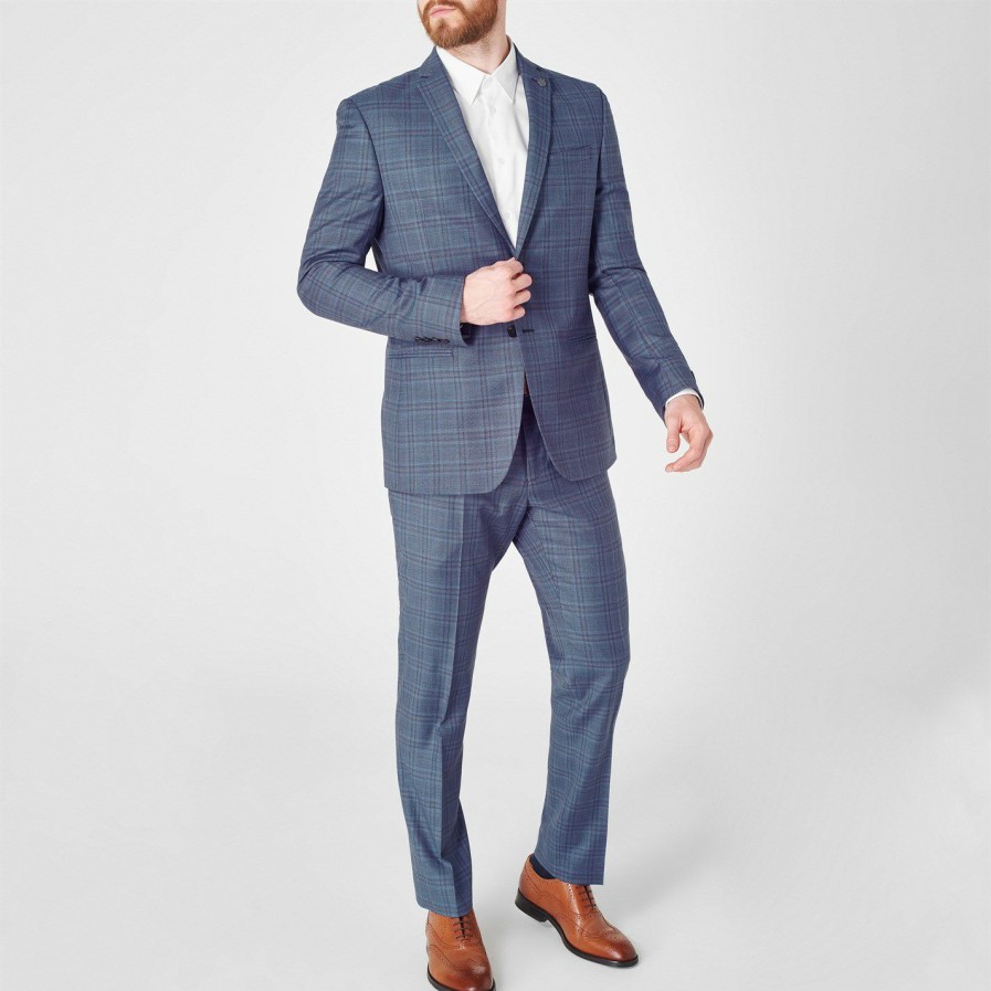 Men Ted Baker | Ted Baker Bollits Slim Fit Trousers For Complete Suits Colour Blue