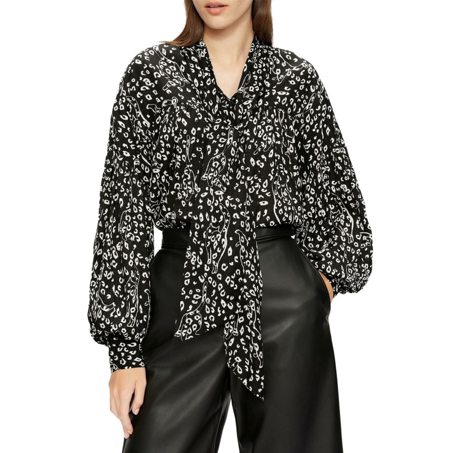 Women Ted Baker | Ted Baker Gaelle Pussy Bow Blouse For Blouses & Shirts Colour Black