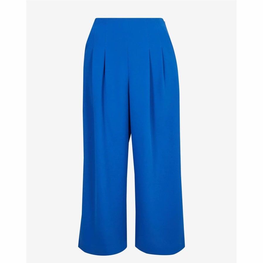 Men Ted Baker | Ted Baker Zettah Pleated Culotte Trousers For Shorts Colour Blue