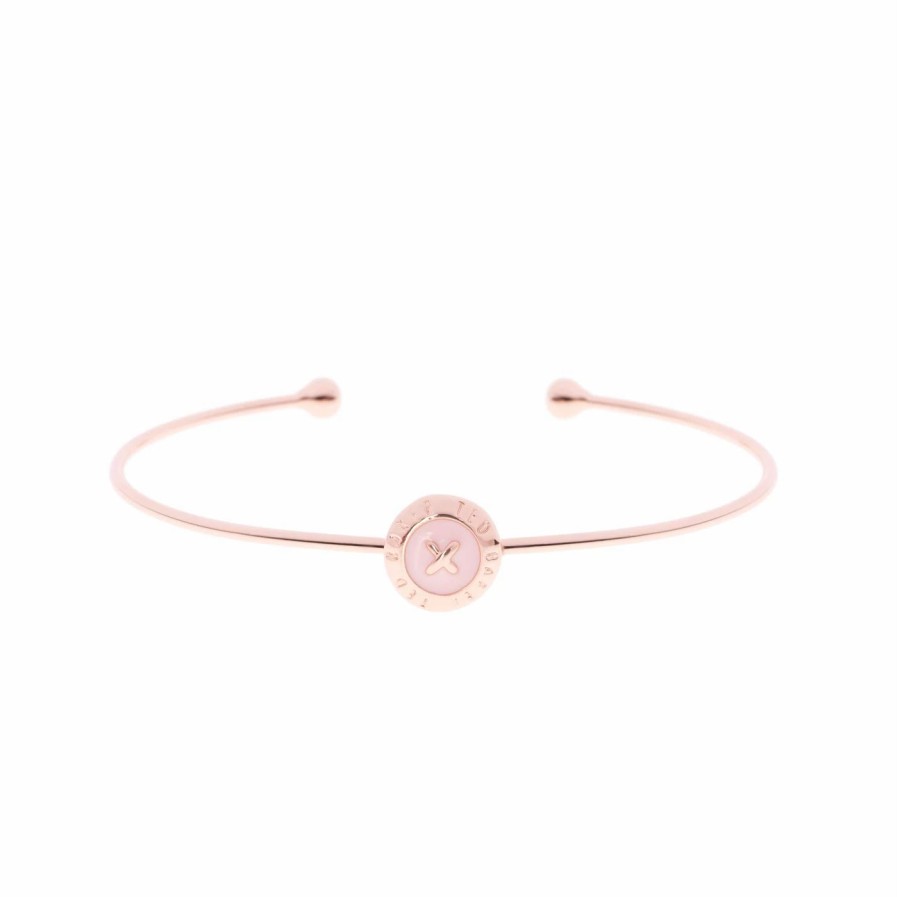 Accessories Ted Baker | Ted Baker Elvas Mini Button Ultra Fine Cuff For Bracelets & Bangles Colour Rose Gold/Pink