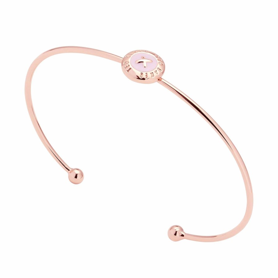 Accessories Ted Baker | Ted Baker Elvas Mini Button Ultra Fine Cuff For Bracelets & Bangles Colour Rose Gold/Pink