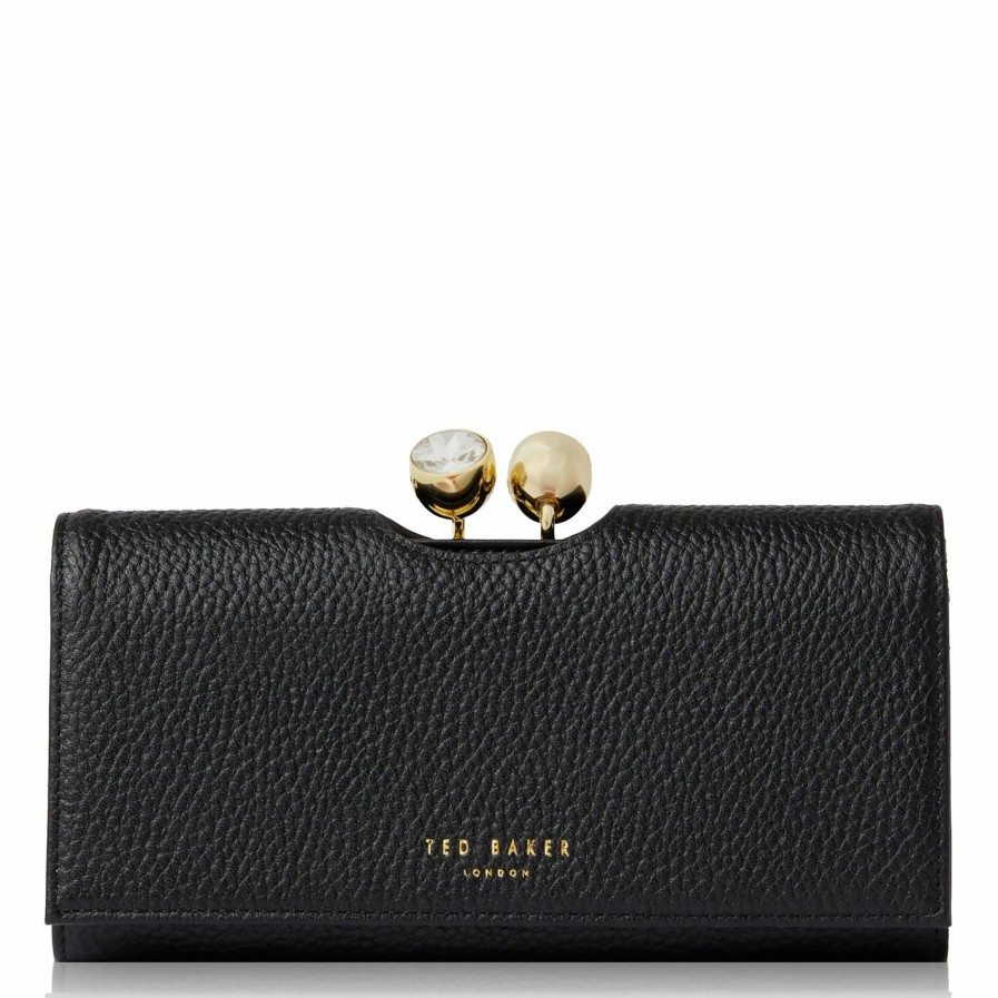 Bags & Luggage Ted Baker | Ted Baker Leather Josiey Crystal Top Purse For Purses Colour Black