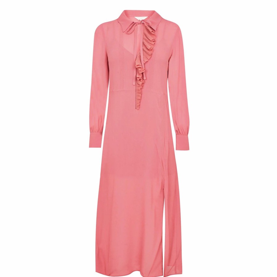 Women Ted Baker | Ted Baker Faith Ruffle Dress For Dresses Colour Mid-Pink