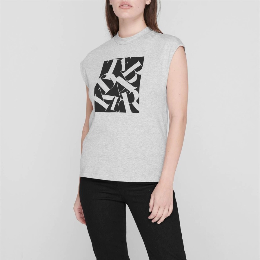 Women Ted Baker | Ted Baker Ida Sleeveless Tee For Tops Colour Grey Marl