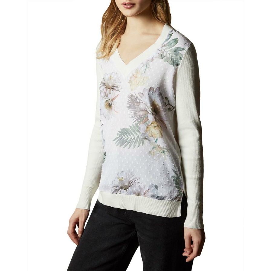 Women Ted Baker | Ted Baker Kaylaaa Jumper For Knitwear Colour Ivory