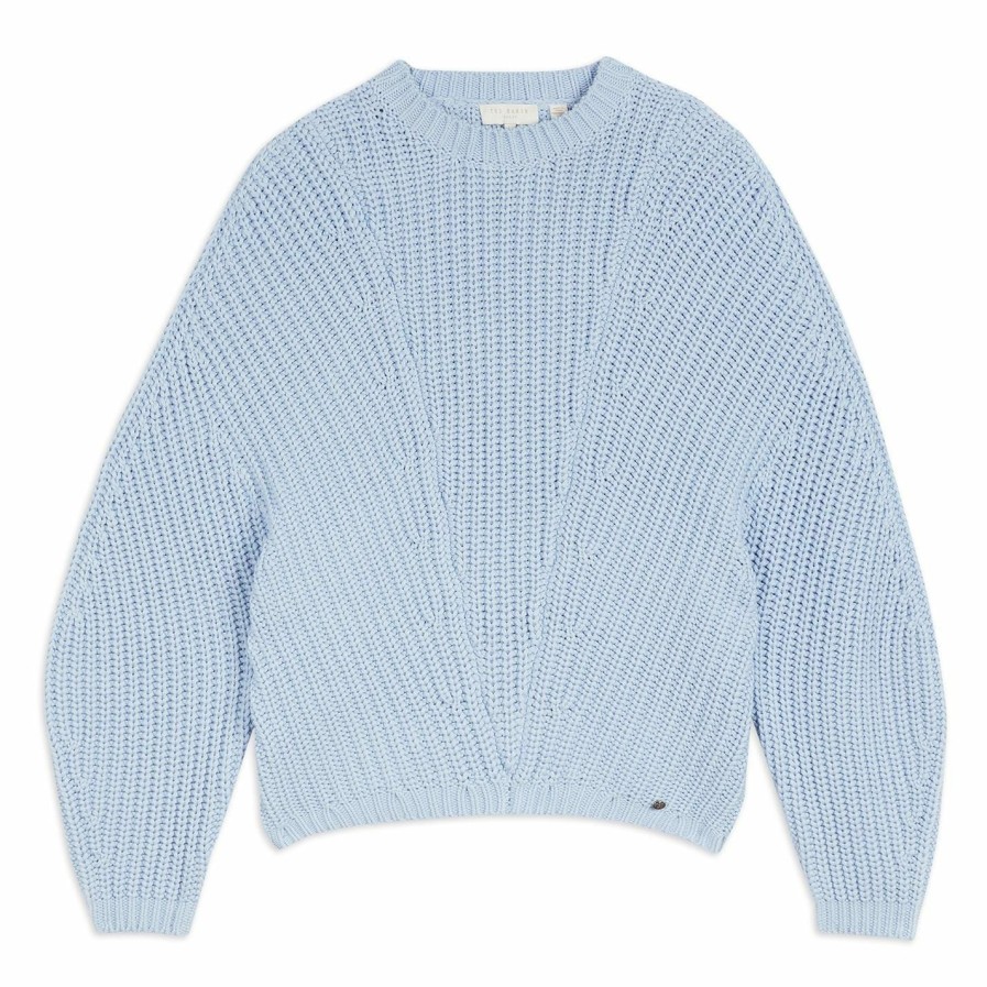 Women Ted Baker | Ted Baker Ted Baker Ccalie Cocoon Jumper For Knitwear Colour Light Blue