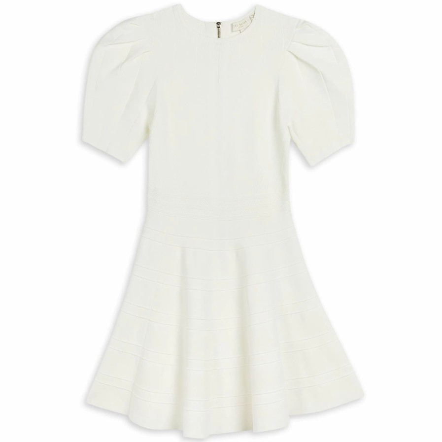 Women Ted Baker | Ted Baker Velvey Dress For Dresses Colour Ivory