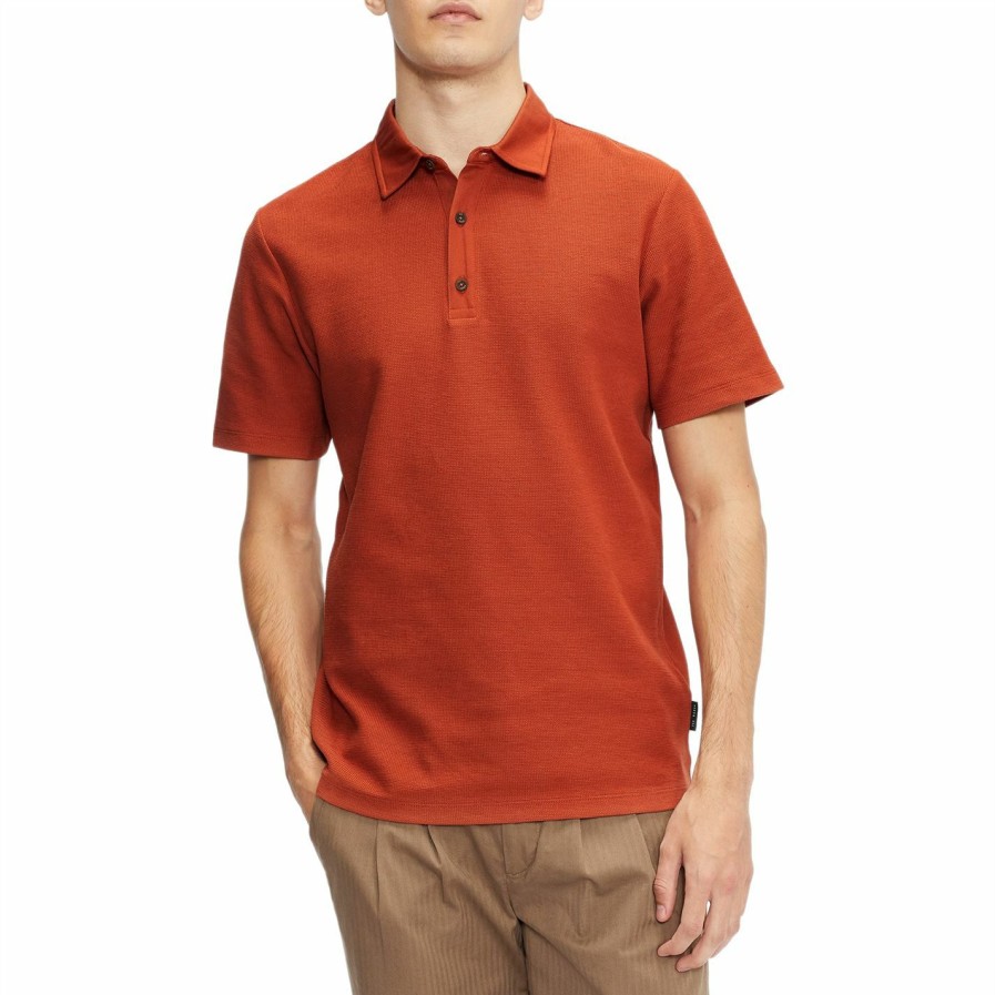 Men Ted Baker | Ted Baker Strict Polo Shirt For Polo Shirts Colour Orange