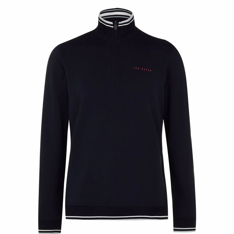 Sports & Fitness Ted Baker | Ted Baker Peanot Zip Top For Mens Golf Clothing Colour Navy