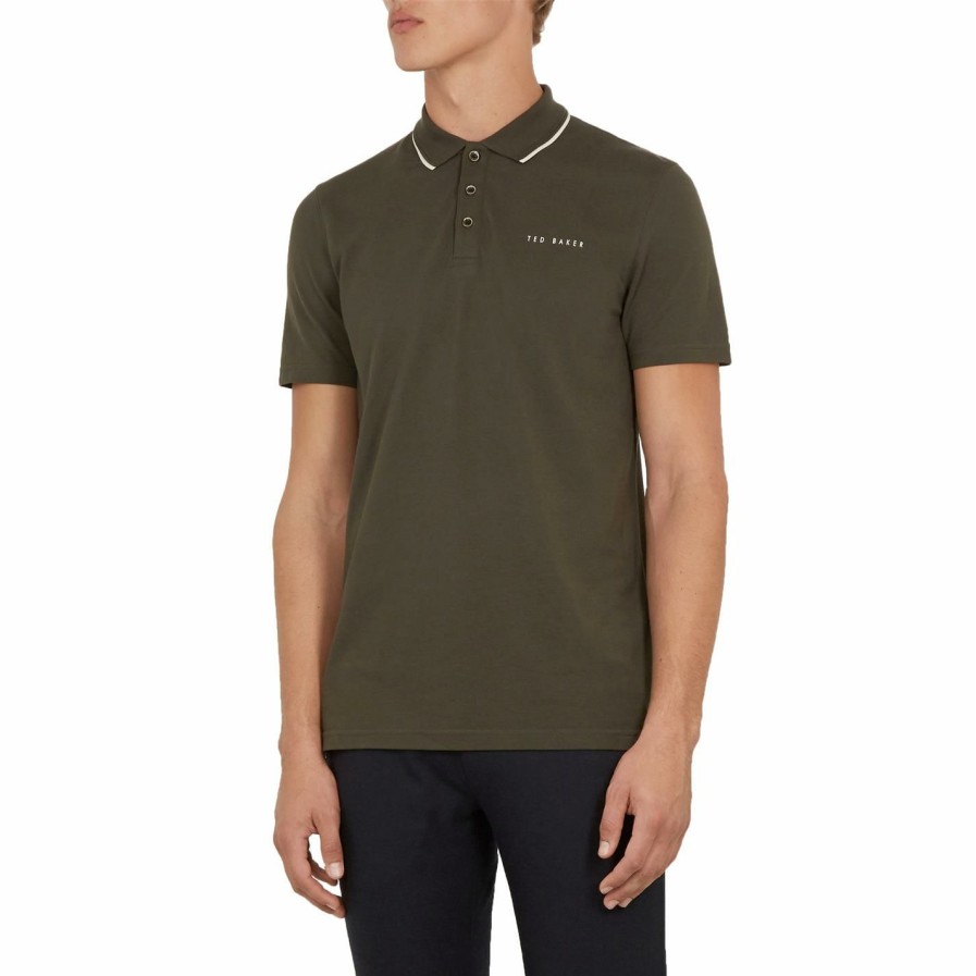 Men Ted Baker | Ted Baker Ted Baker Polo Shirt Mens For Polo Shirts Colour Khaki