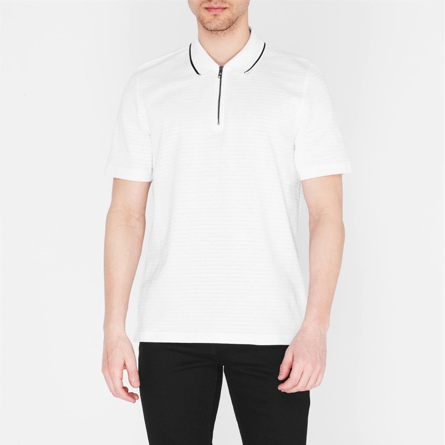 Men Ted Baker | Ted Baker Buer Zip Up Polo Shirt For Polo Shirts Colour White