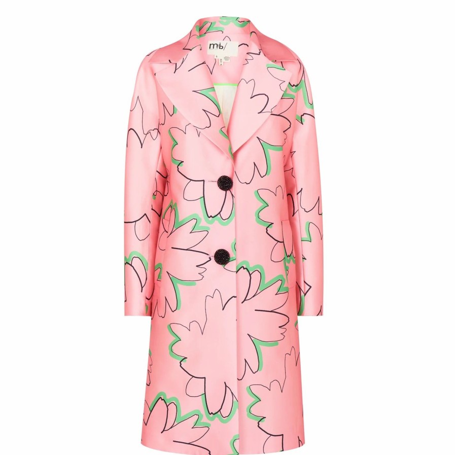 Women Ted Baker | Ted Baker Cardea Print Coat For Coats & Jackets Colour Pink