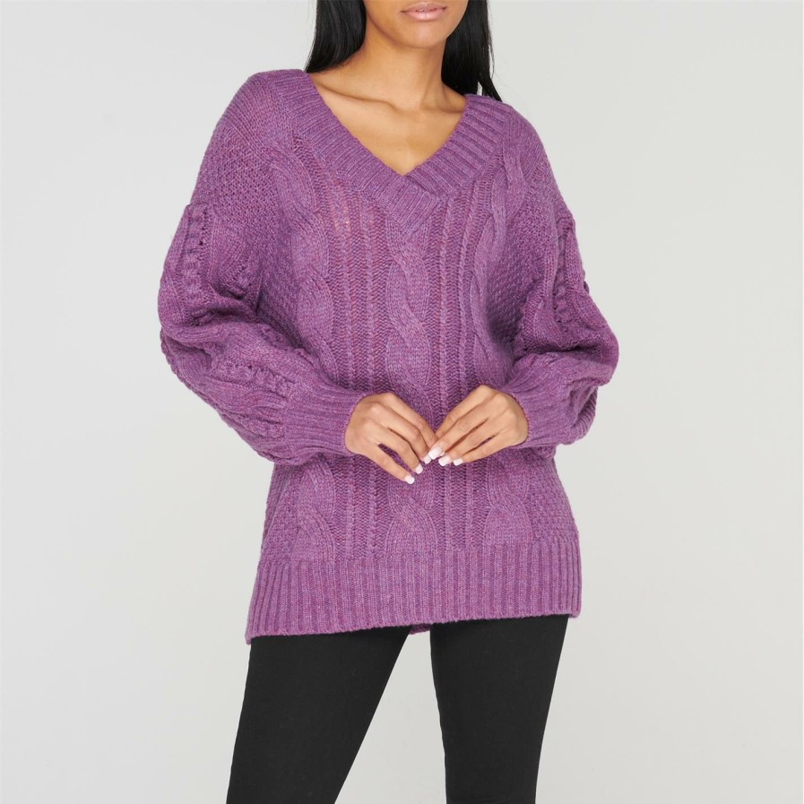 Women Ted Baker | Ted Baker Gaiaa Bobble Jumper For Knitwear Colour Lilac