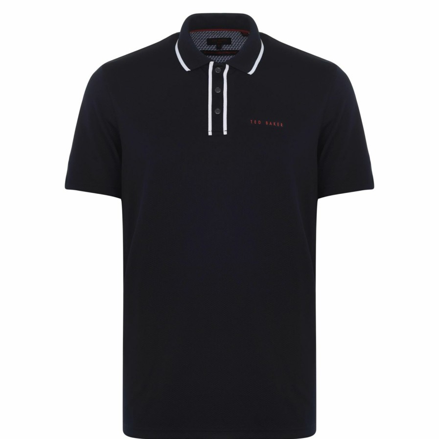 Sports & Fitness Ted Baker | Ted Baker Ted Tipped Polo Shirt For Mens Golf Tops Colour Navy