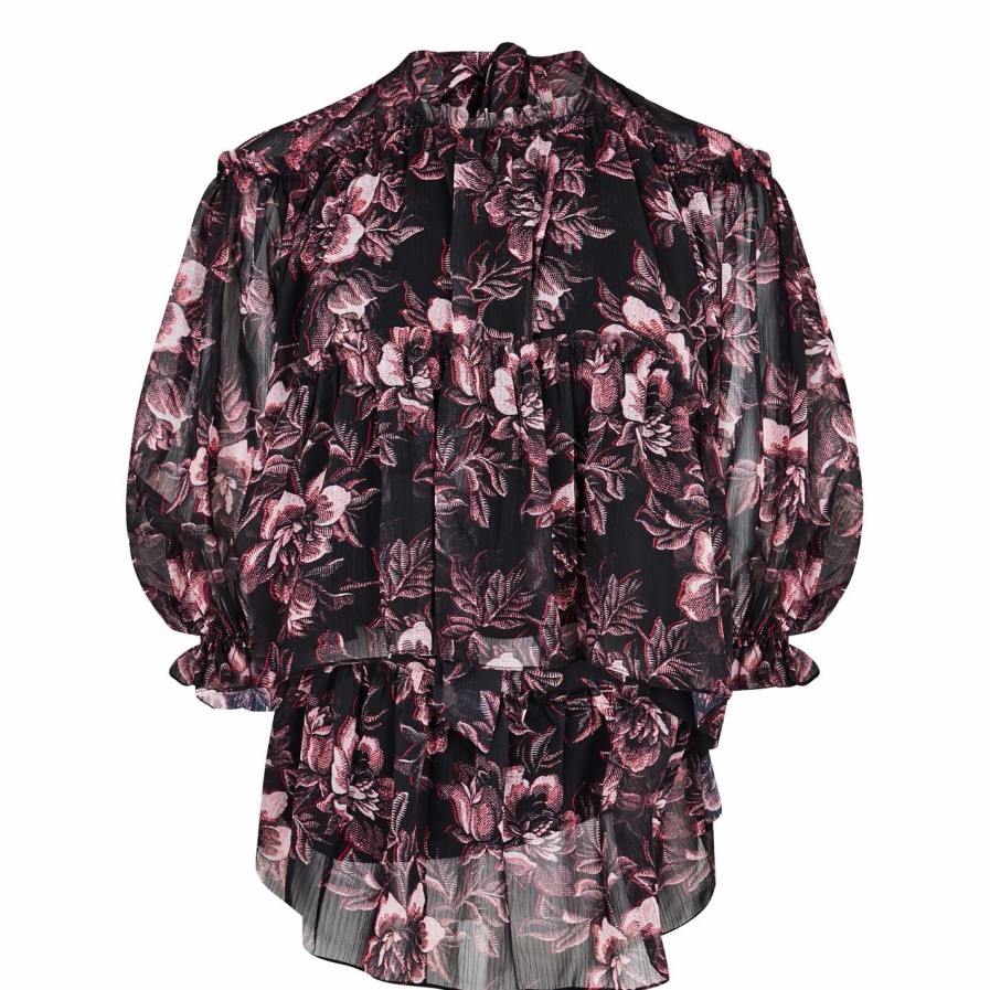 Women Ted Baker | Ted Baker Ballou Ruffle Blouse For Blouses & Shirts Colour Black