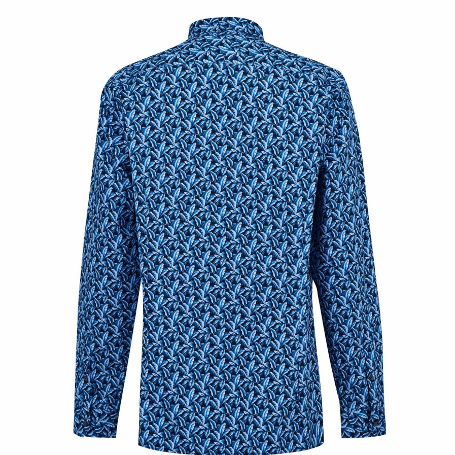 Men Ted Baker | Ted Baker Long Sleeve Floral Print Shirt For Casual Shirts Colour Navy