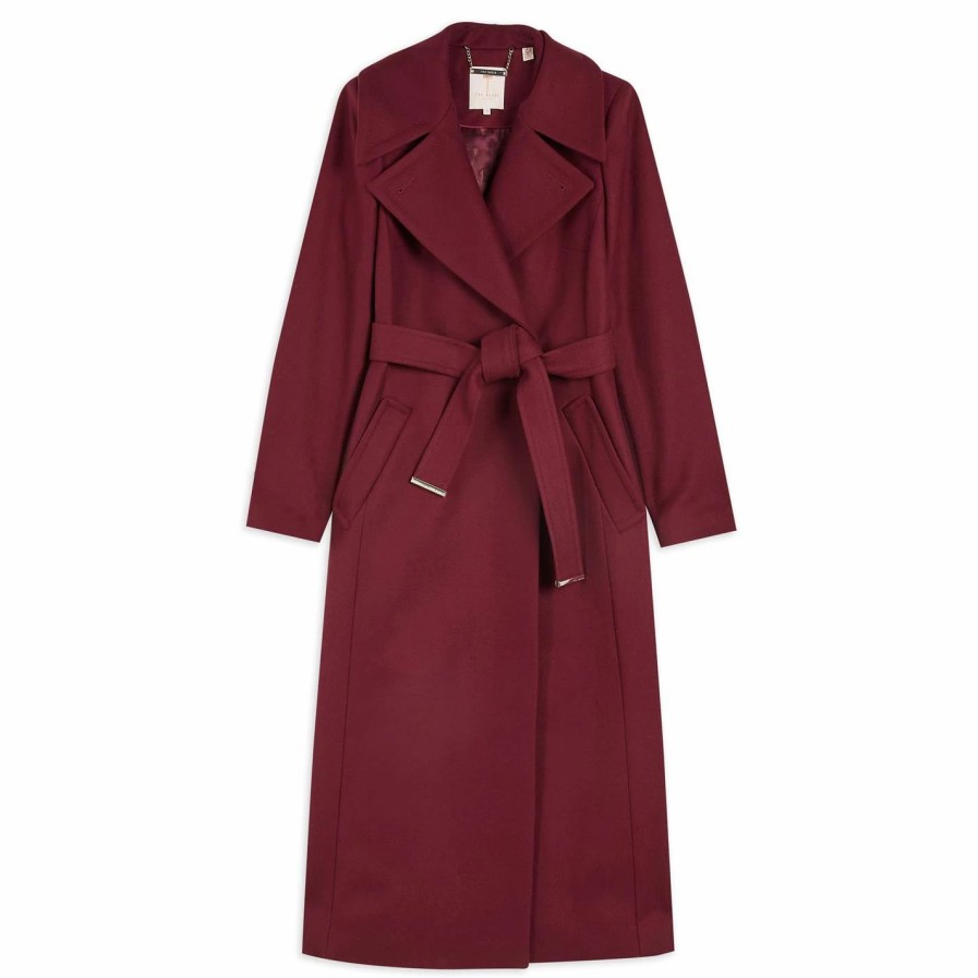 Women Ted Baker | Ted Baker Ted Rosiey Wool Longline Coat For Coats & Jackets Colour Dp Purple