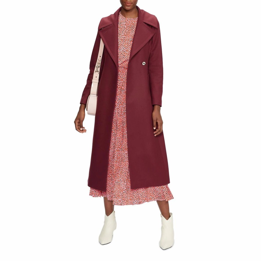 Women Ted Baker | Ted Baker Ted Rosiey Wool Longline Coat For Coats & Jackets Colour Dp Purple