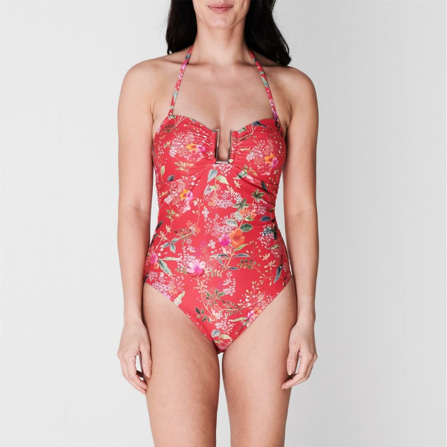 Women Ted Baker | Ted Baker Metro U-Bar Swimsuit For Bikinis Colour Pink