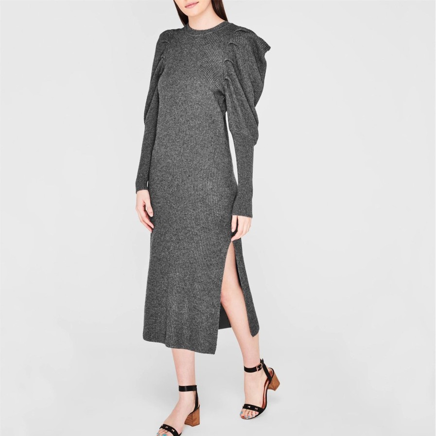 Women Ted Baker | Ted Baker Victoria Long Sleeve Dress For Dresses Colour Dark Grey