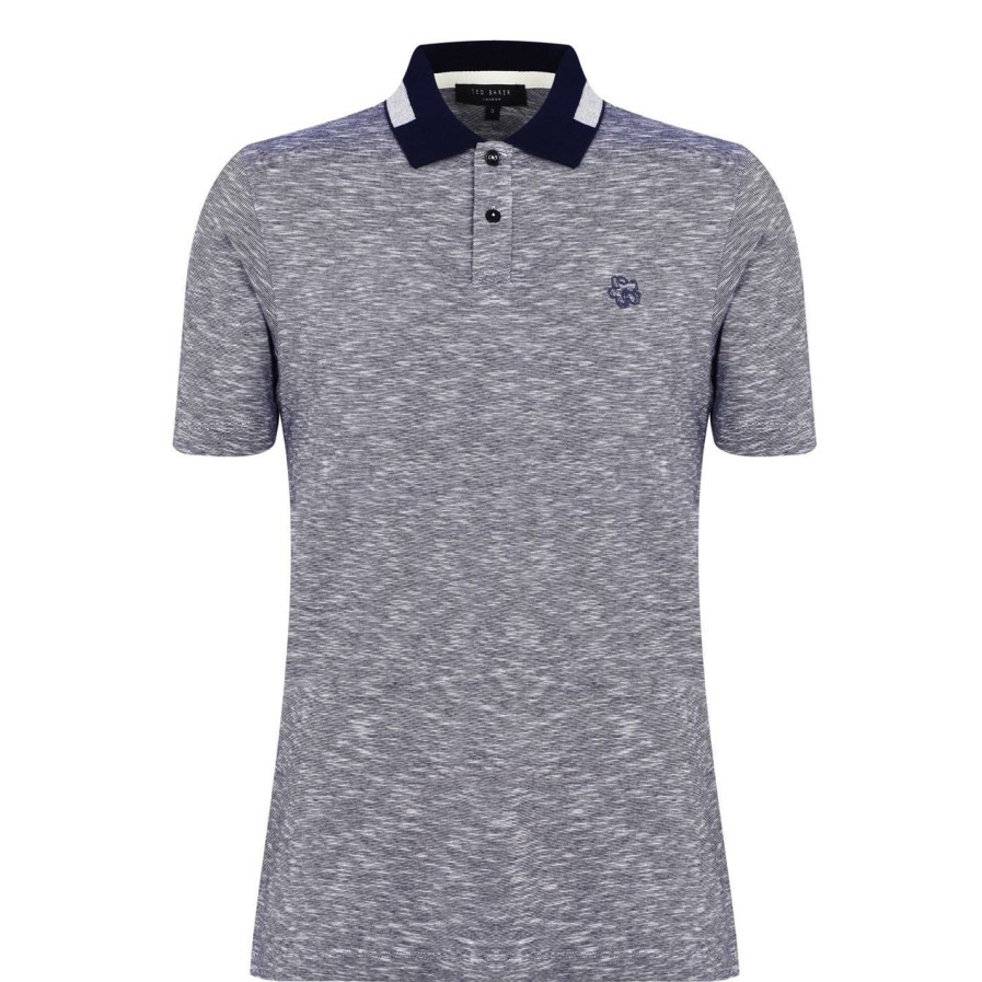 Men Ted Baker | Ted Baker Ted Baker Dalmor Space Dye T Shirt For Polo Shirts Colour Navy