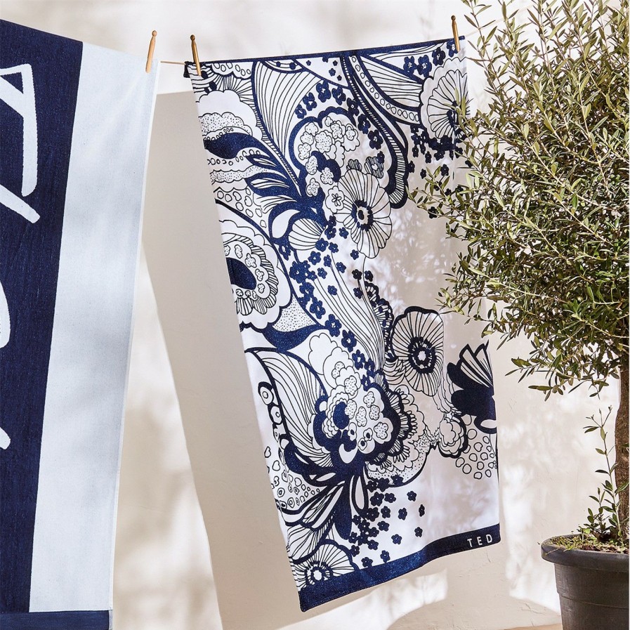 Home & Furniture Ted Baker | Ted Baker Ted Baker Retro Beach Towel For Towels Colour Navy/White