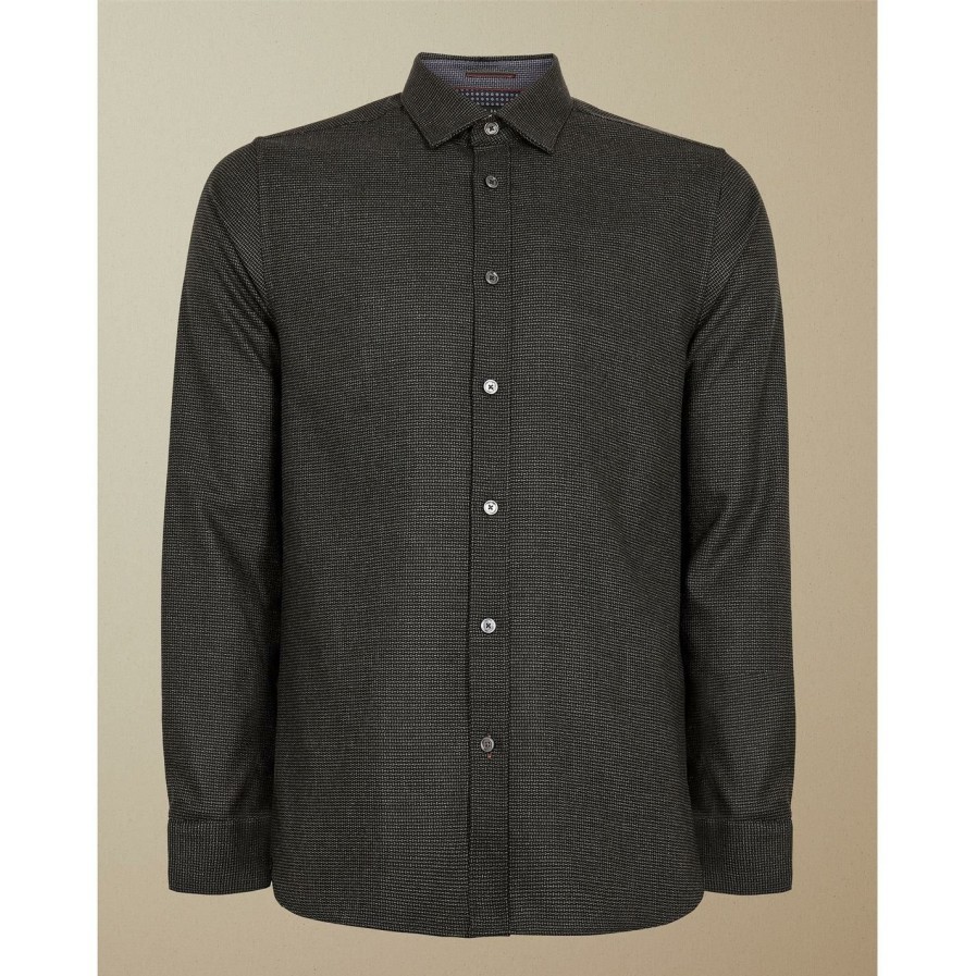 Men Ted Baker | Ted Baker Ted Baker Velos Shirt Mens For Casual Shirts Colour Grey