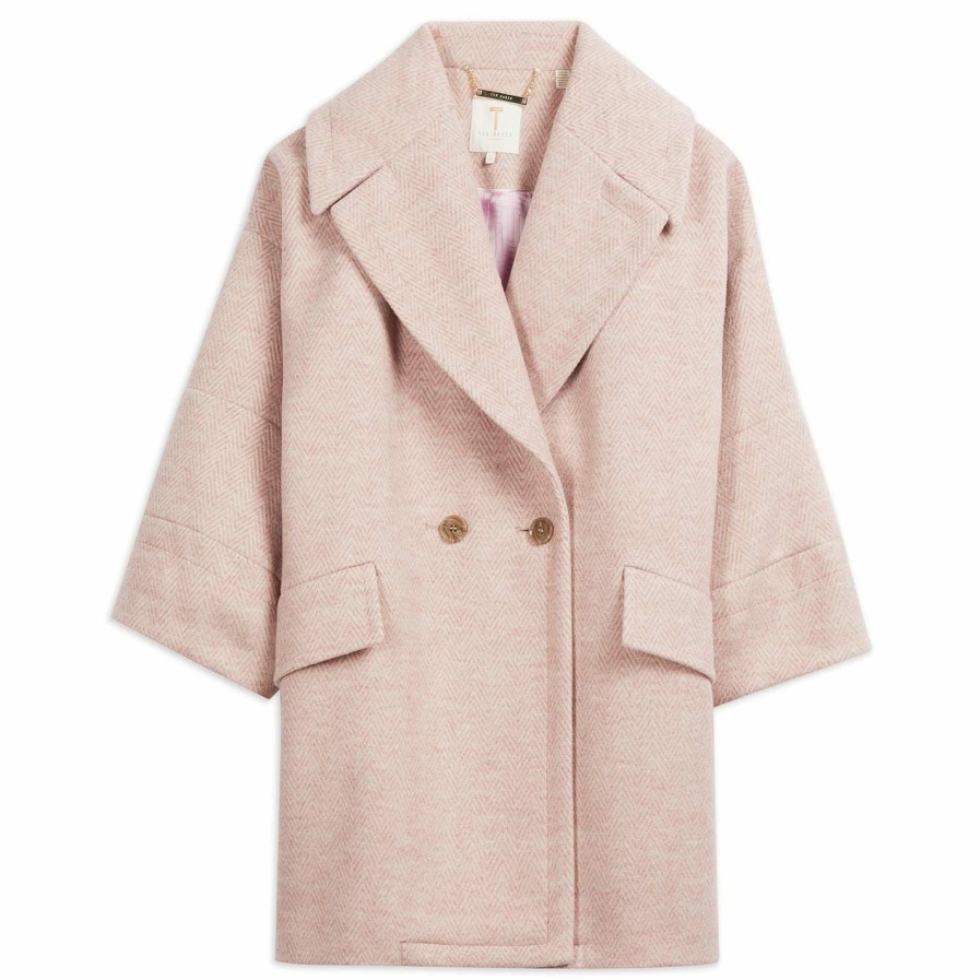 Women Ted Baker | Ted Baker Juliet Cocoon Coat For Coats & Jackets Colour Lt Pink