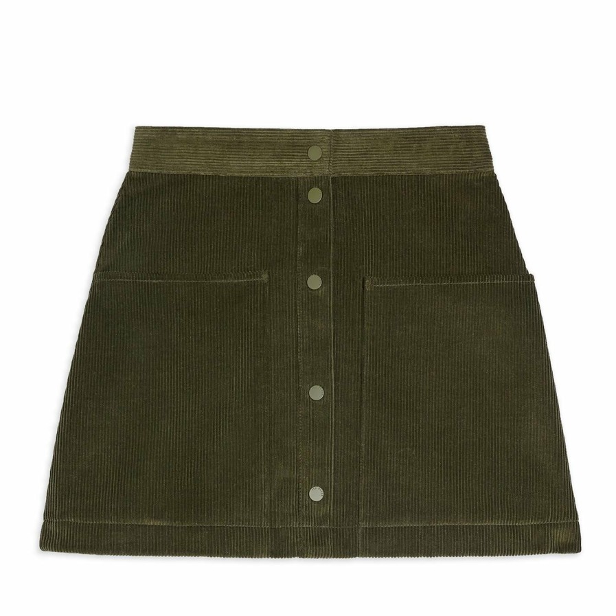 Women Ted Baker | Ted Baker Omarah Corduroy Skirt For Skirts Colour Khaki