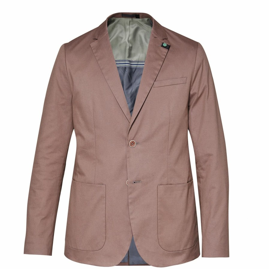 Men Ted Baker | Ted Baker Dyed Cotton Blazer For Big & Tall Suit Jackets Colour Pink