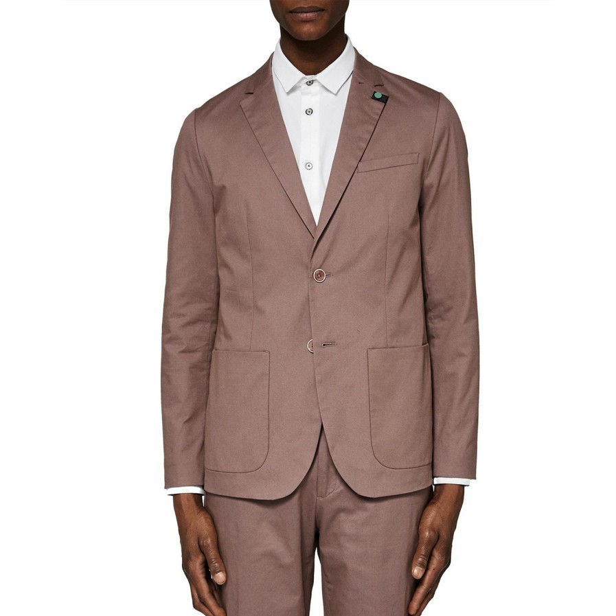 Men Ted Baker | Ted Baker Dyed Cotton Blazer For Big & Tall Suit Jackets Colour Pink