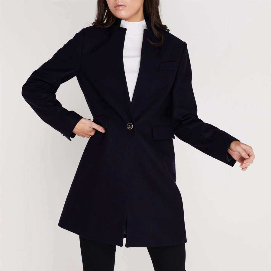 Women Ted Baker | Ted Baker Bianza Coat For Coats & Jackets Colour Navy