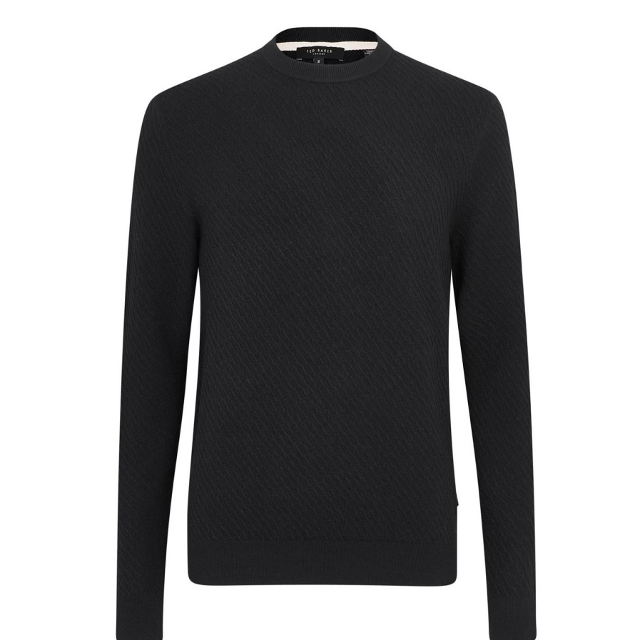 Women Ted Baker | Ted Baker Knares Textured Jumper For Knitwear Colour Navy