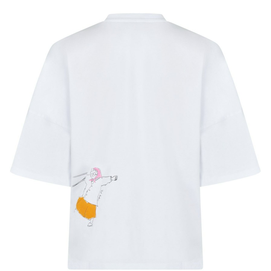 Women Ted Baker | Ted Baker Gramiey Graphic T-Shirt For Tops Colour White