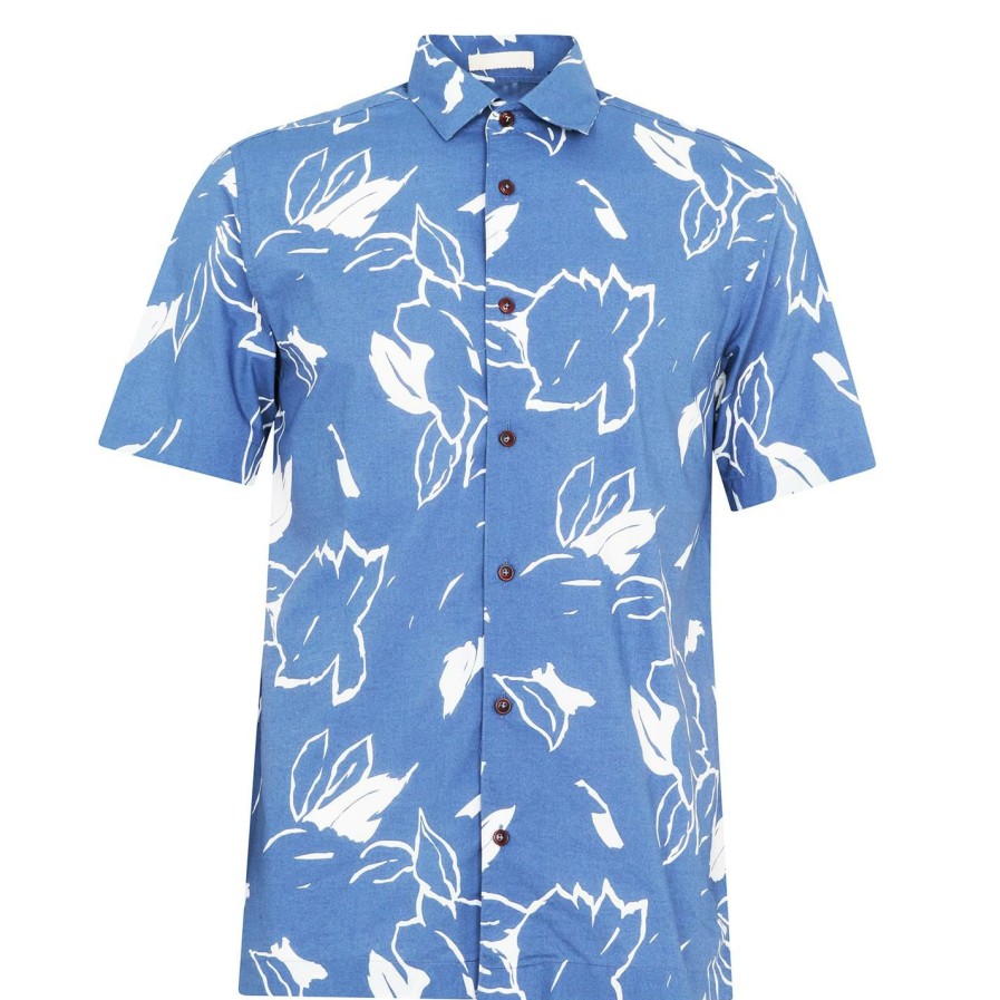 Men Ted Baker | Ted Baker Ashby Floral Shirt For Casual Shirts Colour Blue