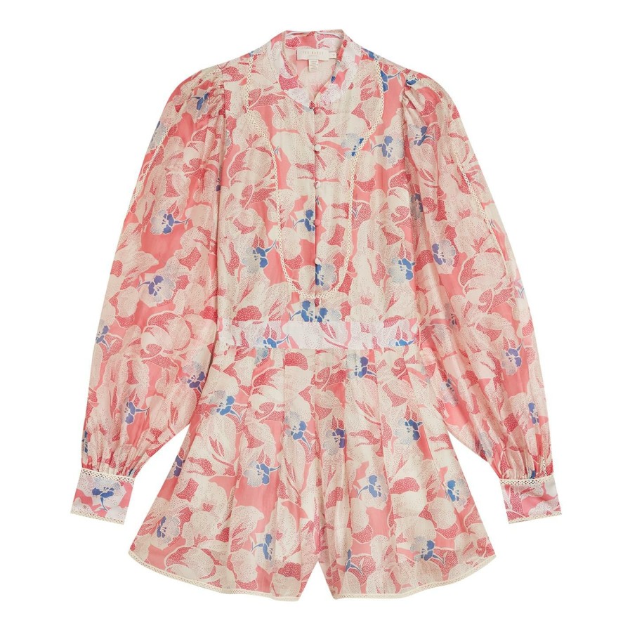 Women Ted Baker | Ted Baker Lele Playsuit For Playsuits & Jumpsuits Colour Mid Pink