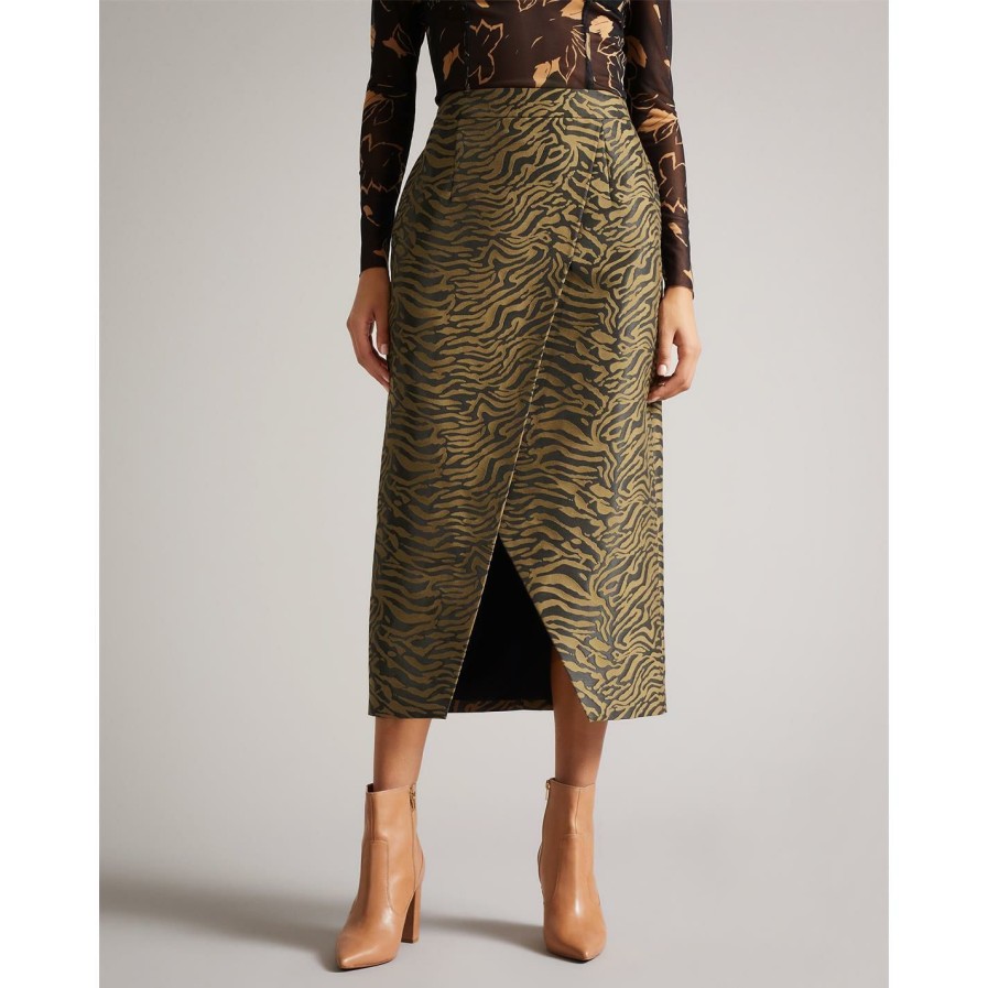 Women Ted Baker | Ted Baker Ted Zanthie Midi Skt Ld21 For Skirts Colour Black