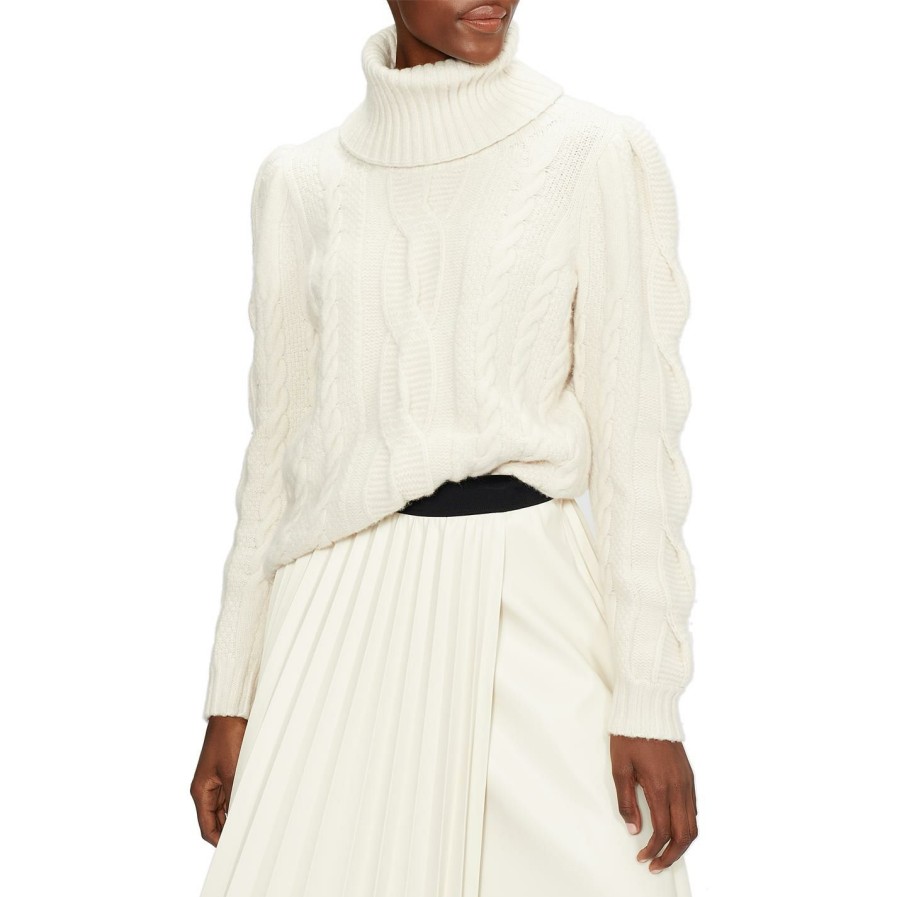 Women Ted Baker | Ted Baker Vvera Cable Knit Jumper For Knitwear Colour White