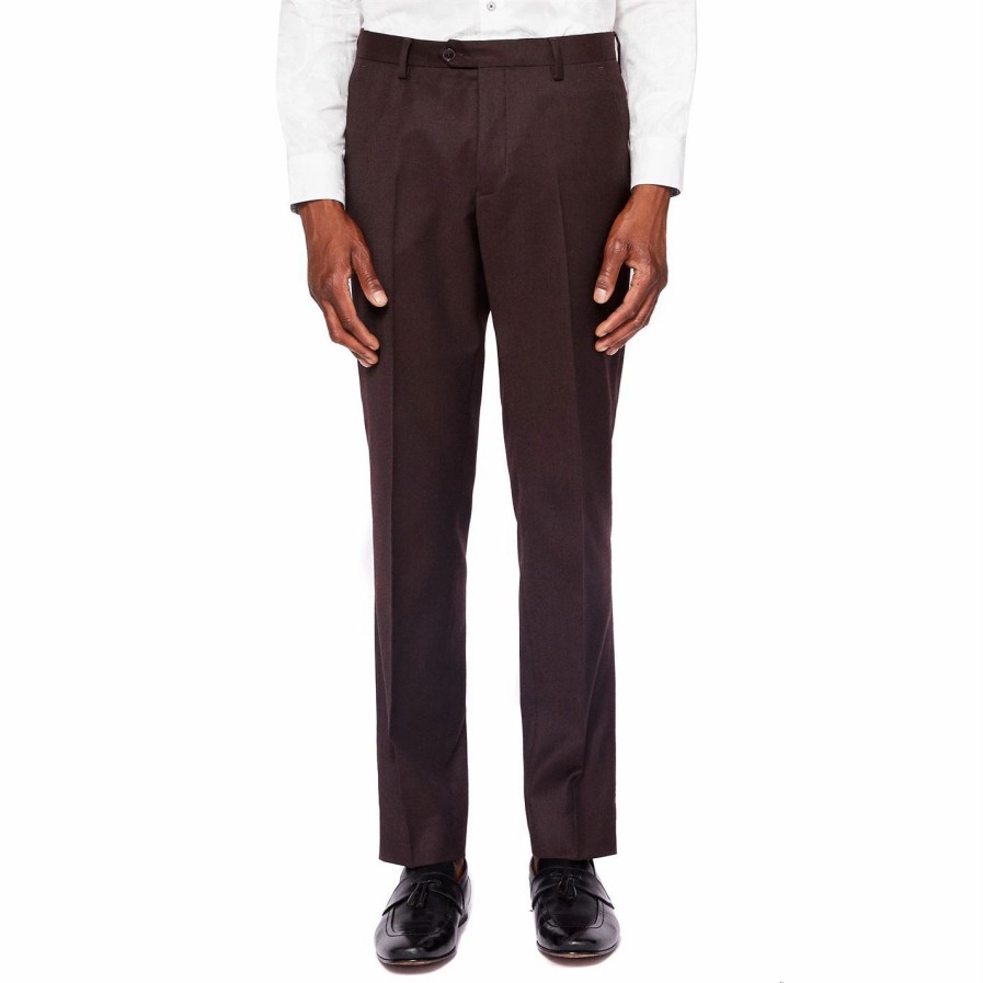 Men Ted Baker | Ted Baker Flannel Trousers For Big & Tall Suit Trousers Colour Red