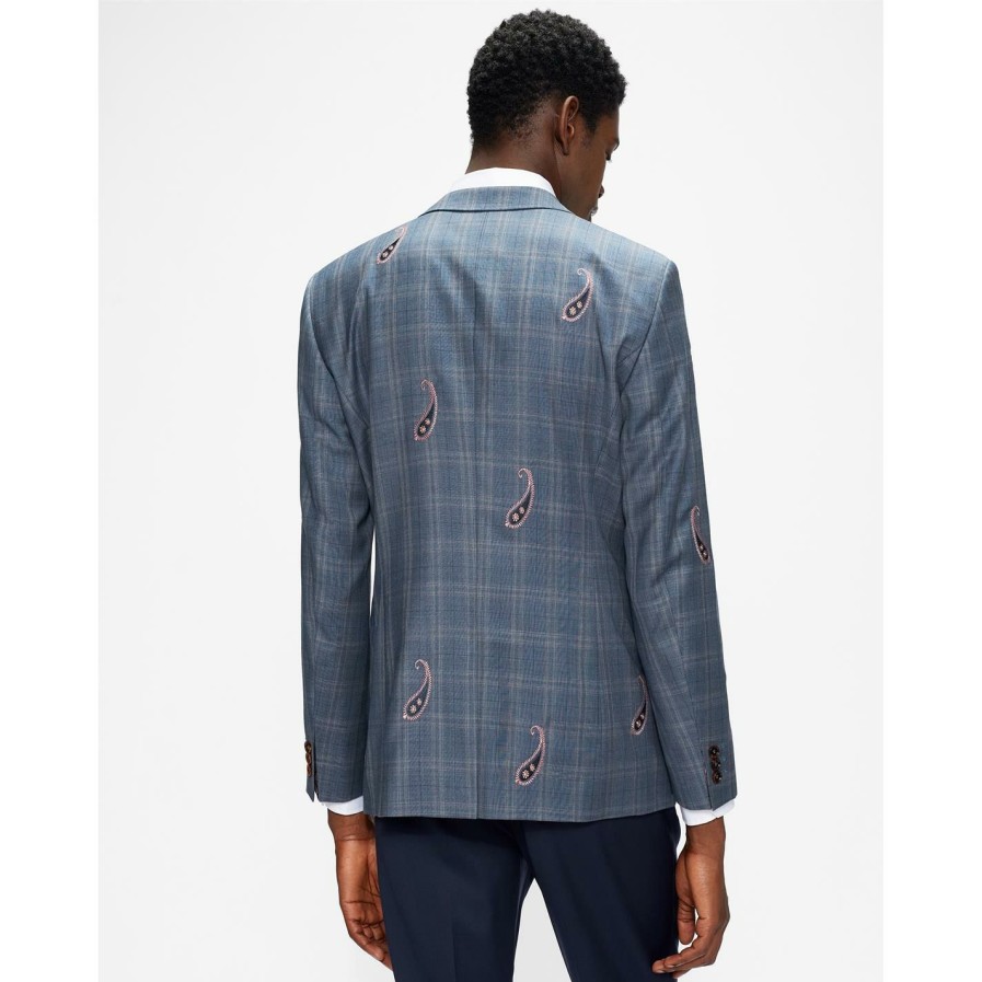 Men Ted Baker | Ted Baker Globez Jacket For Big & Tall Suit Jackets Colour Light Blue