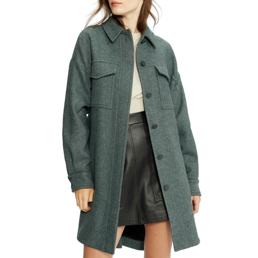 Women Ted Baker | Ted Baker Emerii Shacket For Coats & Jackets Colour Dk Green