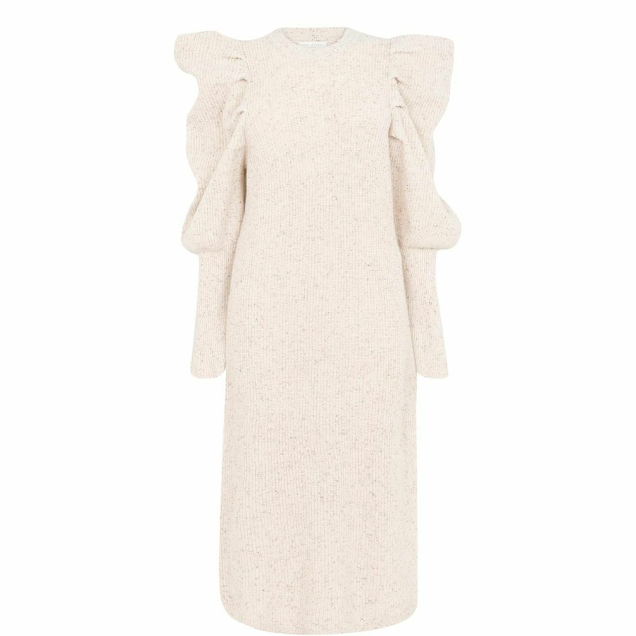 Women Ted Baker | Ted Baker Marnia Big Sleeve Midi Dress For Dresses Colour Camel