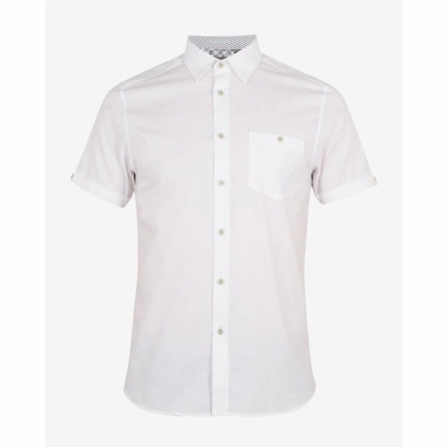 Men Ted Baker | Ted Baker Wilbi Oxford Shirt For Casual Shirts Colour White