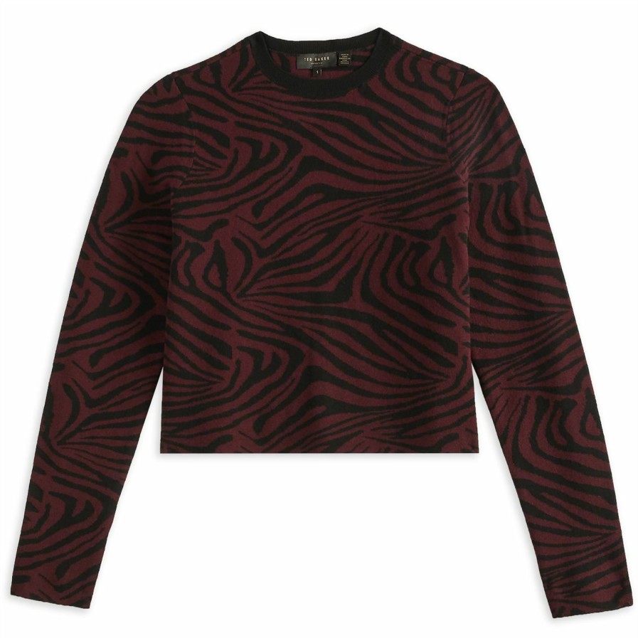 Women Ted Baker | Ted Baker Martiy Jumper For Knitwear Colour Oxblood