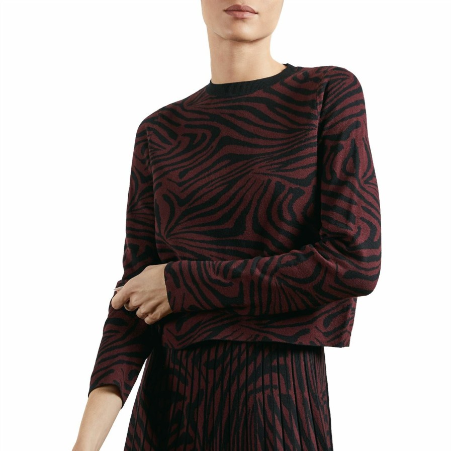 Women Ted Baker | Ted Baker Martiy Jumper For Knitwear Colour Oxblood