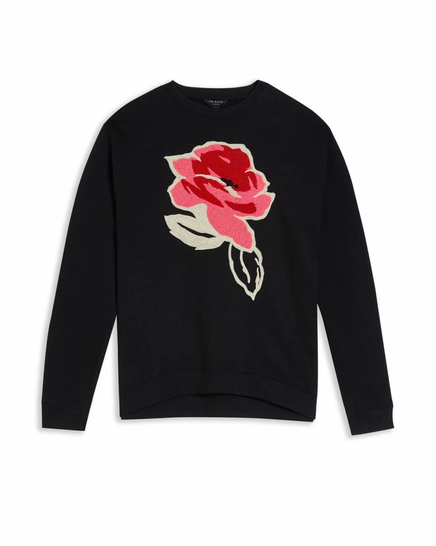 Women Ted Baker | Ted Baker Floesa Sweat For Hoodies And Sweatshirts Colour Black